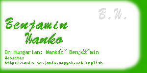 benjamin wanko business card